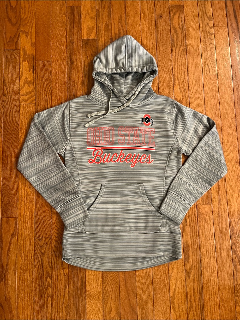 J. America Gray Striped Ohio State Buckeyes Pullover Hoodie